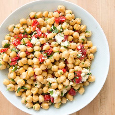 Chickpea Salad with Roasted Peppers and Feta