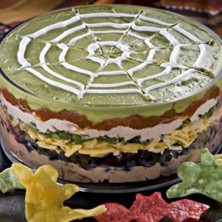 Ghoulishly Good Mexican Layered Bean Dip