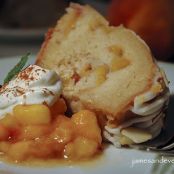 Peach Cake with Orange Glaze & Almond Icing