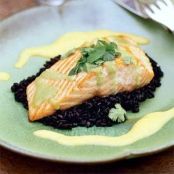 Seared Wasabi-Glazed Salmon with Forbidden Rice