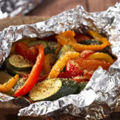 Foil-Packet Hearty Tuscan Parmesan Grilled Veggies