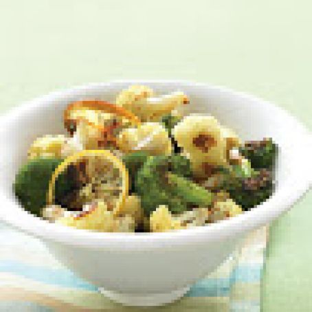 Roasted Broccoli and Cauliflower with Lemon and Garlic