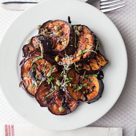 Pan-Fried Eggplant with Balsamic, Basil, & Capers