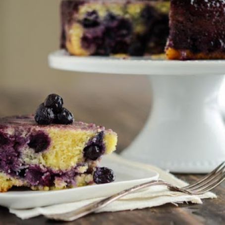 Blueberry Upside Down Cornmeal Cake