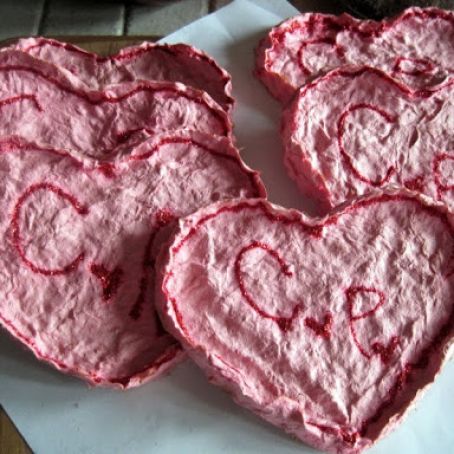 Baked Valentine Paper Hearts