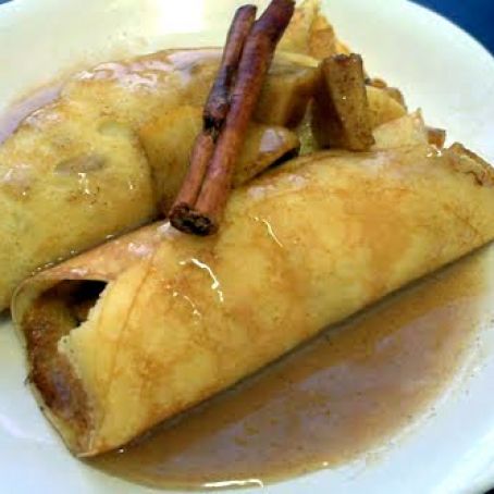 Apple Stuffed Crepes with Caramel Sauce