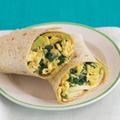 Spinach and Egg Breakfast Wrap with Avocado & Pepper Jack Cheese