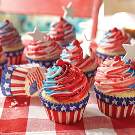 Tasty Red, White, and Blue Cupcakes