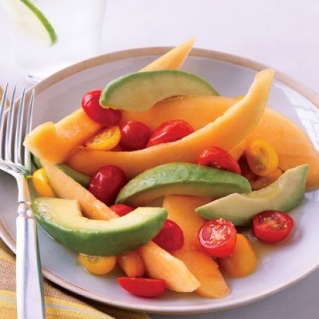 Cantaloupe and Avocado Simple Salad with Honey-Lime Dressing