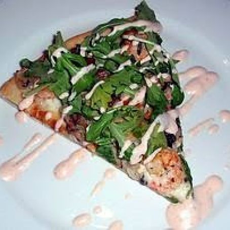Shrimp Flatbread Pizza with Arugula