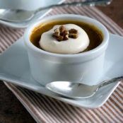 Pumpkin Pots de Creme topped with Caramel Whipped Cream