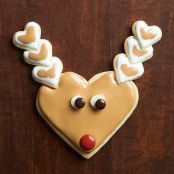 Heart Shape Reindeer Sugar Cookies