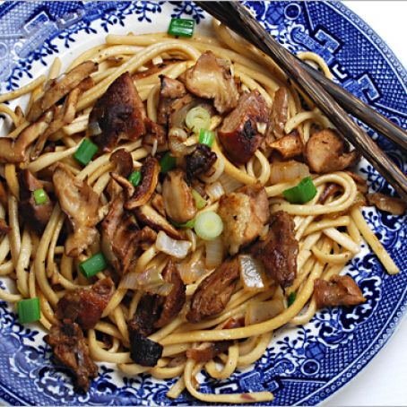 Chinese Duck Pasta with Mushrooms