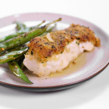 Michael Symon's Mustard Crusted Halibut in Butter Sauce