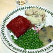 Meatloaf with Mashed Potatoes, Peas and Blueberry Applesauce