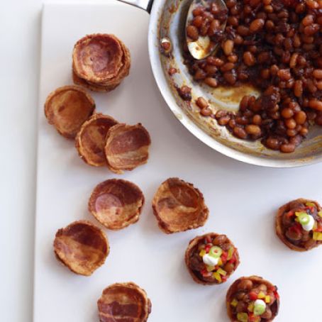 Baked Beans in Bacon Cups