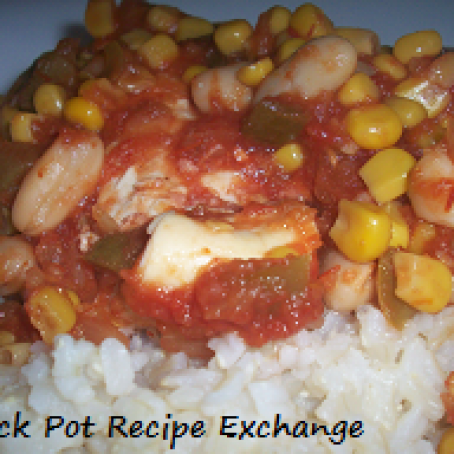 Southwestern Crock Pot Chicken with White Beans