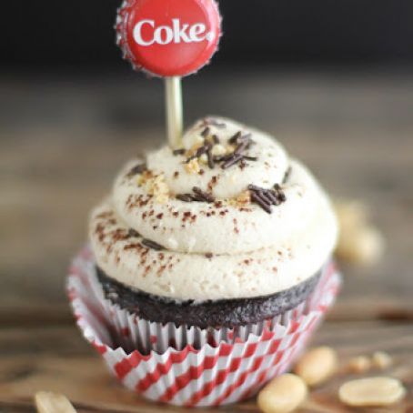 Coca-Cola Cupcakes with Salted Peanut Butter Frosting