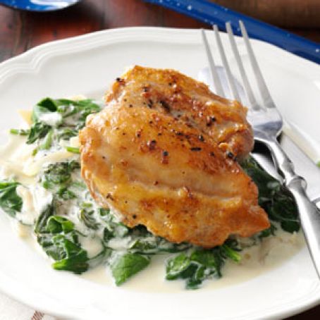 Chicken Thighs with Shallots & Spinach