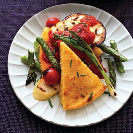 Polenta and Veggies with Roasted Red Suace