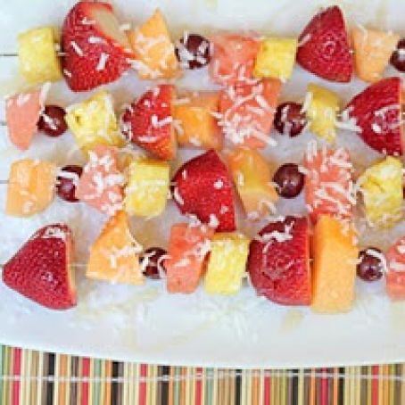 Fruit Kebabs with Honey and Coconut