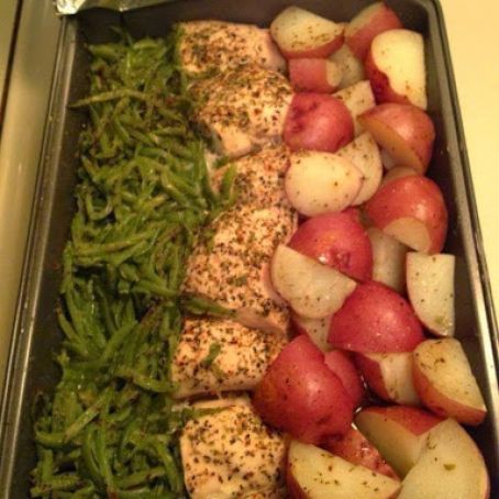 One-Pan Meal (chicken, potatoes, green beans)