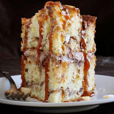 Apple-Cinnamon Layer Cake with Gooey Caramel Drizzle