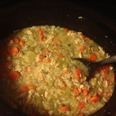 Creamy chicken and wild rice soup {Crock Pot Recipe