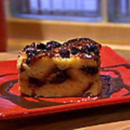 Challah Bread Pudding with Chocolate and Raisins