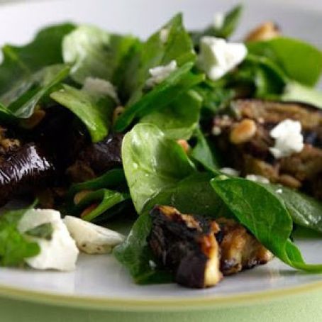 Spinach Salad w/ Grilled Eggplant & Feta