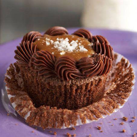 Salted Caramel-Chocolate Bourbon Cupcakes