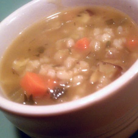 Crock Pot Mushroom Barley Soup - Vegan