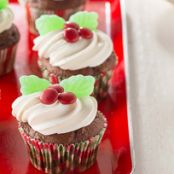 Holiday Holly Chocolate Cupcakes