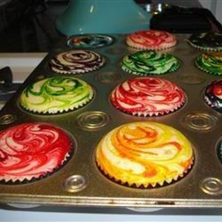 Mult-Color Marbled Cupcakes