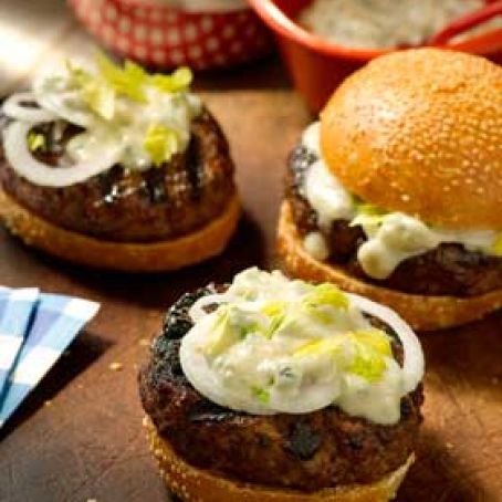 Hot Buffalo Burgers with Blue Cheese