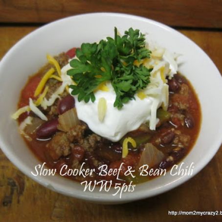 Slow Cooker Beef & Bean Chili (WW 5pts)