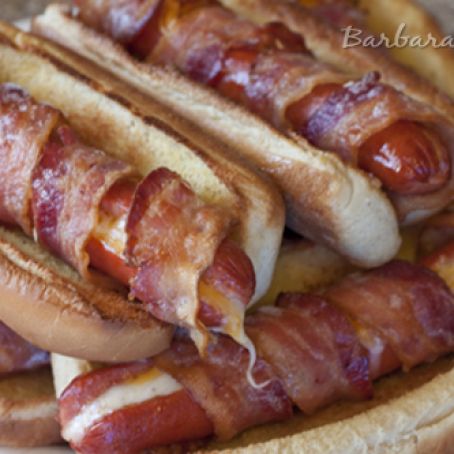 Bacon Wrapped Cheese Hot Dogs