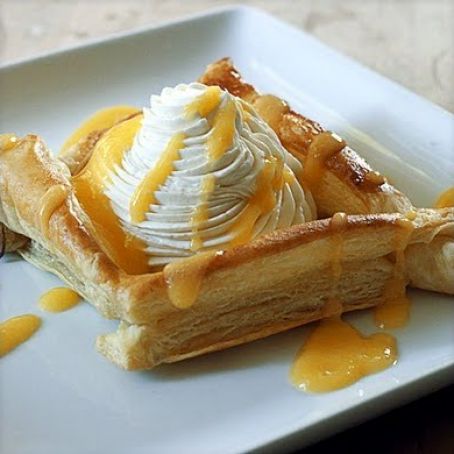 Key Lime Mascarpone in Puff Pastry with Mango Puree