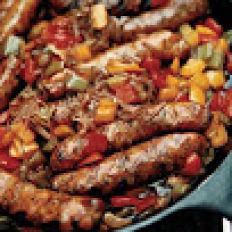 Spicy Stewed Sausages with Three Peppers