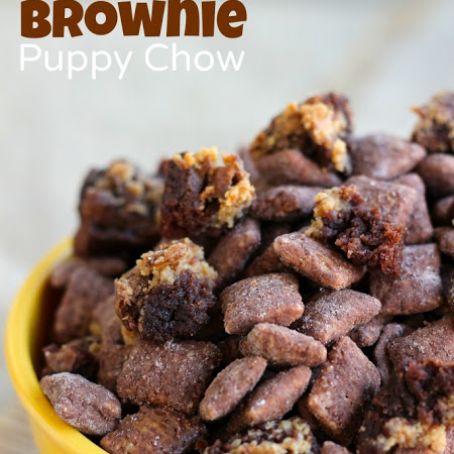 Peanut Butter Brownie Puppy Chow