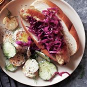 Bratwurst With Sautéed Cabbage & Cucumber Potato Salad