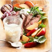Flank Steak & Plum Salad with Creamy Chimichurri Dressing