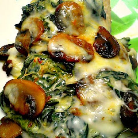 SMOTHERED CHICKEN WITH SPINACH AND MUSHROOMS