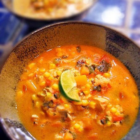 Roasted Corn Chowder with Lime