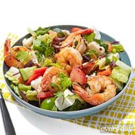 Greek Village Chunk Salad with Lemon-Oregano Shrimp