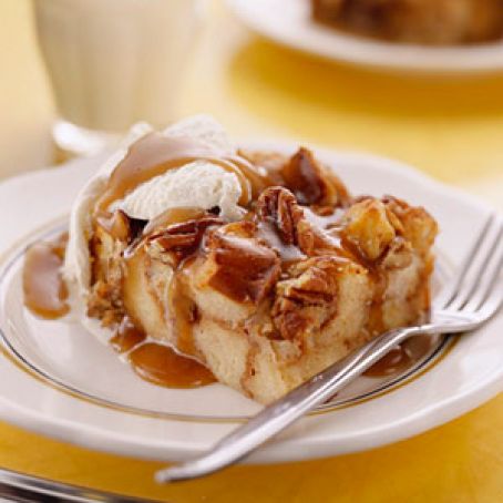 French bread pudding w/maple banana sauce