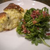 CHEESE SOUFFLE WITH BACON ARUGULA SALAD