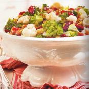 BROCCOLI-CAULIFLOWER SALAD with Dried Cranberries and Pistachios
