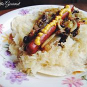 Hot Dogs with Black Beans and Sauerkraut