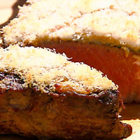 Prime Rib-Eye Steaks with Mustard Parmesan Crust